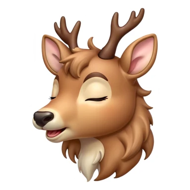 Cinematic Cute Yawning Deer Portrait Emoji, Head tilted slightly with a dramatic, wide-open yawn, revealing a soft, dappled coat and elegantly drooping ears, eyes barely open in drowsy contentment, Simplified yet irresistibly adorable features, highly detailed, glowing with a soft, cozy glow, high shine, relaxed yet expressive, stylized with a touch of natural whimsy, bright and endearing, soft glowing outline, capturing the essence of a sleepy yet affectionate deer, so drowsy it feels like it could stretch right out of the screen and curl up for a nap! sticker