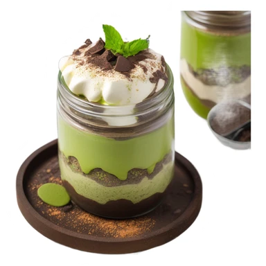 matcha tiramisu overnight oats in a glass sticker
