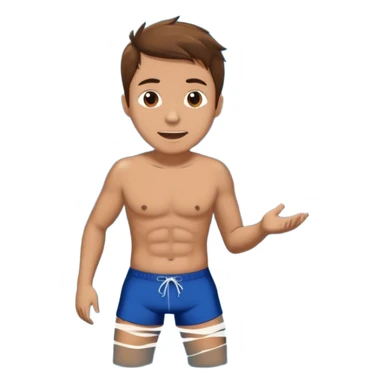 Man with brown hair swimming with hungry mad sharks sticker