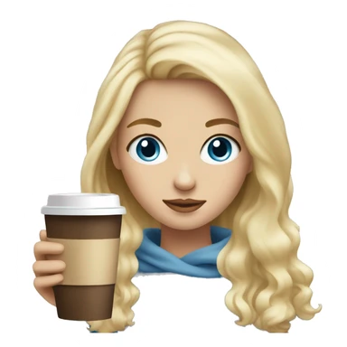 Blonde girl with blue eyes holding a coffee  sticker