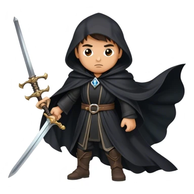 A lone swordsman in a flowing black cloak,  sticker