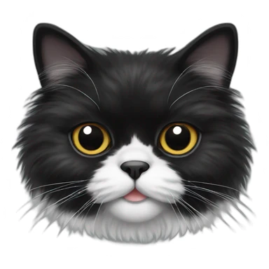 fuzzy black and white persian cat sticker