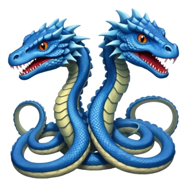 blue hydra, strong reptilian body with multiple serpent-like heads rising from its neck sticker