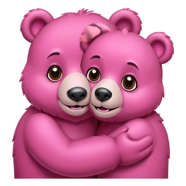 Friends Couple of Happy pink bears cuddling  sticker