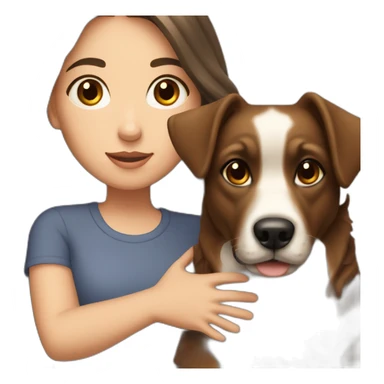 brunette white Girl with a russell dog sticker