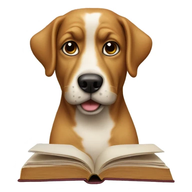 realistic dog reading a book sticker