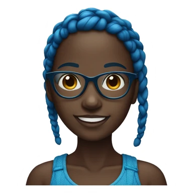 Dark skin with blue braids girl smiling with glasses sticker