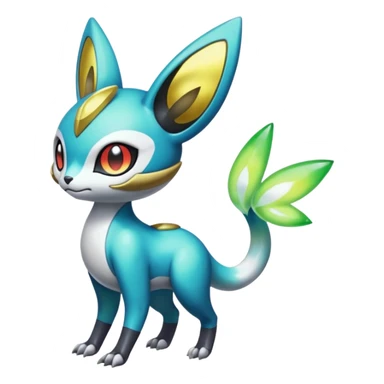 Shiny Colorful Futuristic Vernid-Trico-Meloetta-Latias-Koraidon-Peppercat-Protogen-Pokémon-Digimon-Fakémon-fusion-hybrid-creature sticker