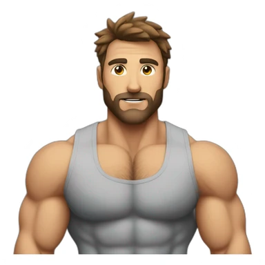 Emoji muscled hairy man showing muscle sticker