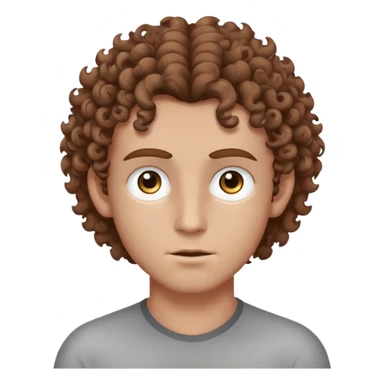 human head, grey skin, white glowing pupils, brown curly hair, calm expression, he doesn't care about anything sticker