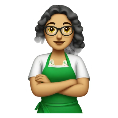 mexican chubby lady green apron  with glasses cooking tacos sticker