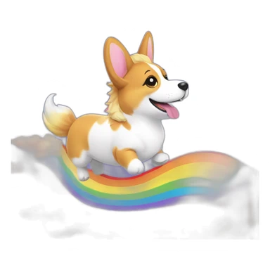 Corgi riding unicorn over a rainbow sticker