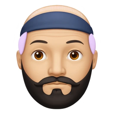 Bald fully 1x1 squared head man with black beard sticker