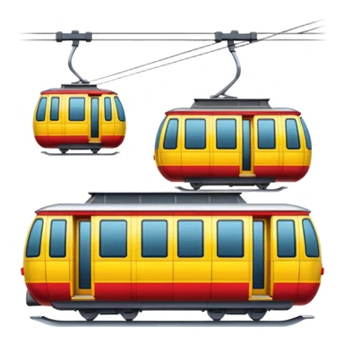 modern cable car, red and yellow cabins sticker