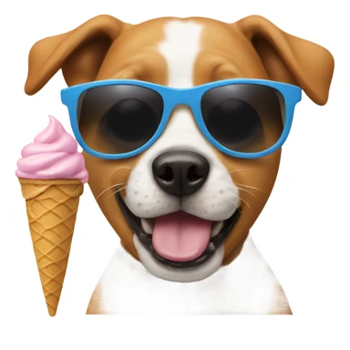 dog eating ice cream with sunglasses sticker