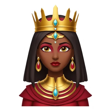 gothic ancient Egyptian queen portrait, head and shoulders only, deep red outfit, gold accents, Egyptian crown, bold makeup, dramatic lighting, 3D cartoon, mobile game icon style, clean background, no text, no watermark
 sticker