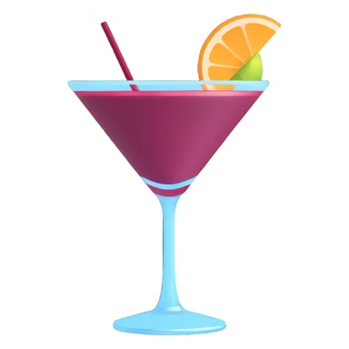 cocktail glass with burgundy-colored drink sticker