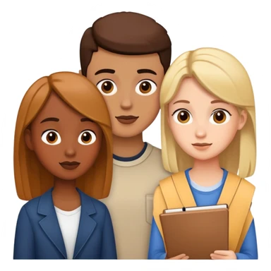 three students discussing something sticker