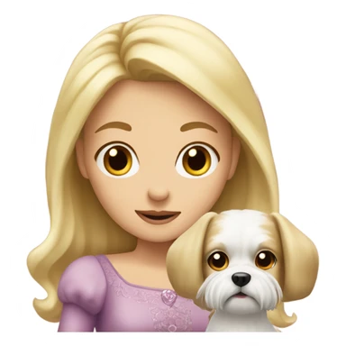 Blonde princess with cute dog shitzu  sticker