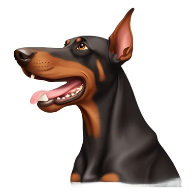 Red Doberman without ears cropped happy face  sticker
