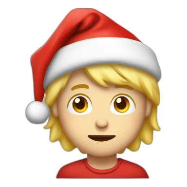 young blond man with round face and sad eyes in santas hat sticker