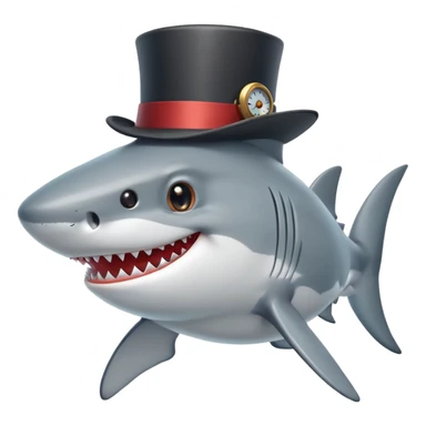smiling shark with a monocle and top hat sticker