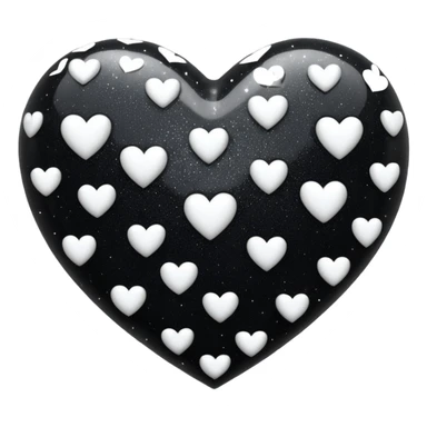 heart with black glitter and white hearts sticker
