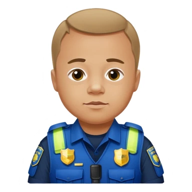 A fat police man with Down syndrome, with a armor vest that has a name tape that says Keller sticker