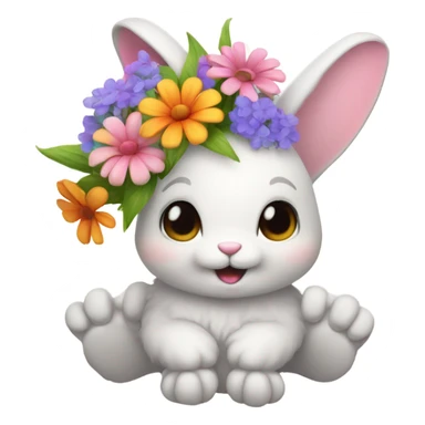 bunny holding flowers sticker