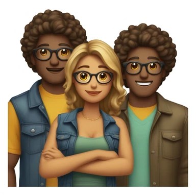 Casal homem e mulher homem moreno de óculos e mulher de cabelo cacheado e pele clara sticker