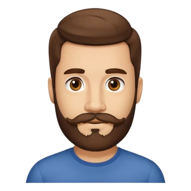 A light-skinned man with thick brown hair styled to the side, brown eyes, and a full beard with a matching mustache. sticker