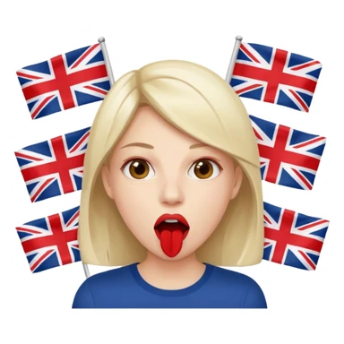 a woman is talking and English flags are coming out of her mouth sticker