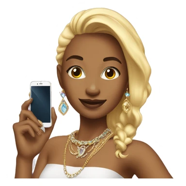 selfie with phone and jewelry sticker