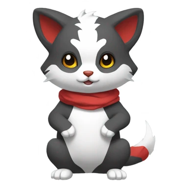 Cute cool black red white grey animal hybrid Fakemon full body sticker