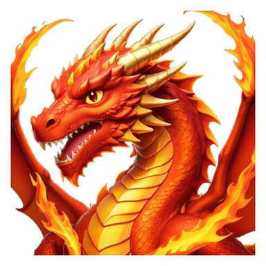 cinematic-noble-fierce-fire-dragon-portrait-emoji,-poised-and-imposing,-with-a-muscular,-scaled-body-ablaze-in-fiery-hues-of-crimson,-molten-orange,-and-molten-gold,-and-intense,-burning-eyes-that-mirror-the-heart-of-a-volcano;-rendered in detail sticker