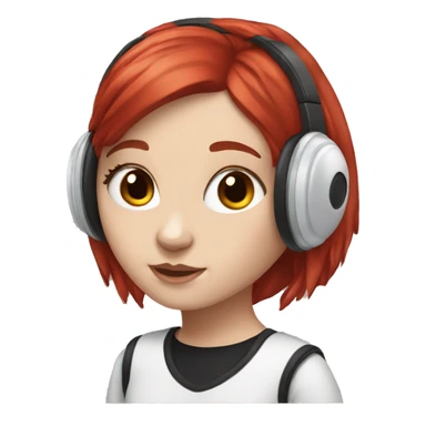 white girl with red hair and panda headset sticker