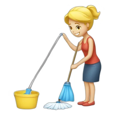 Lady cleaning sticker