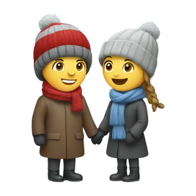 happy couple in winter scene sticker