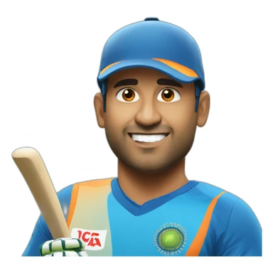 Dhoni  emoji as a cricketer sticker
