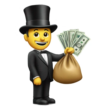 A monopoly man holding a money bag  sticker