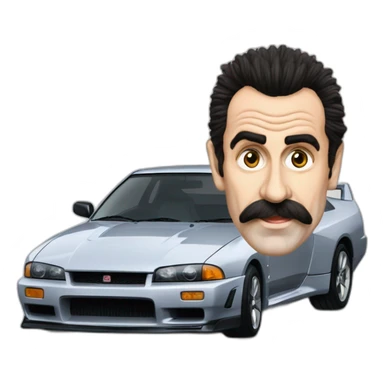 Borat driving a R32 Skyline GT-R sticker