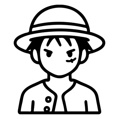 Luffy from One Piece, outlined icon with no fill sticker