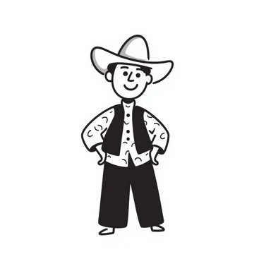 happy cowboy man with white skin and a white hat sticker