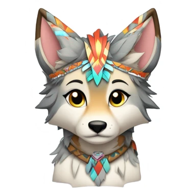 Anthro Colorful Shiny Fionbri-Falvie-sparkle-wolf-sona with tribal markings full body sticker