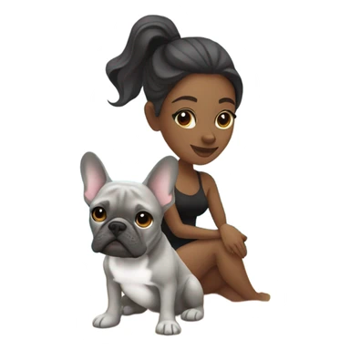 Colleen with grey French bulldog on beach sticker