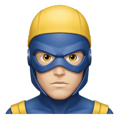 marvel superhero cyclops x-men. blue cowl with iconic yellow visor with red stripe through sticker