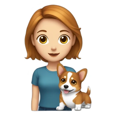 girl-with-big-green-eyes-and-short-brown-hair-and-corgi sticker