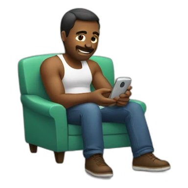 man chilling on his phone sticker