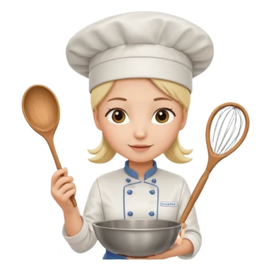 female chef holding whisk and bowl sticker