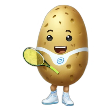 Kawaii potato in tennis uniform sticker
